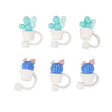 6Pcs Straw Cover Cap Cute Cartoon Reusable Silicone Toppers Drinking Tips Lids Plugs Type A - Extra Image