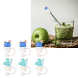 6Pcs Straw Cover Cap Cute Cartoon Reusable Silicone Toppers Drinking Tips Lids Plugs Type A - Extra Image