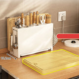 White Kitchen Chopsticks Knife Stand Cutting Board Integrated Magnet Draining Holder for Home - Extra Image