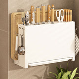 White Kitchen Chopsticks Knife Stand Cutting Board Integrated Magnet Draining Holder for Home - Extra Image