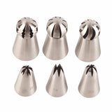 6PCS Baking Tip Stainless Steel Decorating Pastry Piping Nozzle Set for Cake Cupcake