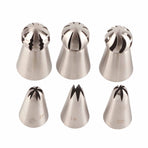 6PCS Baking Tip Stainless Steel Decorating Pastry Piping Nozzle Set for Cake Cupcake
