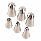 6PCS Baking Tip Stainless Steel Decorating Pastry Piping Nozzle Set for Cake Cupcake