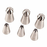 6PCS Baking Tip Stainless Steel Decorating Pastry Piping Nozzle Set for Cake Cupcake