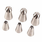 6PCS Baking Tip Stainless Steel Decorating Pastry Piping Nozzle Set for Cake Cupcake