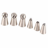 6PCS Baking Tip Stainless Steel Decorating Pastry Piping Nozzle Set for Cake Cupcake - Low Angle