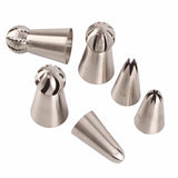 6PCS Baking Tip Stainless Steel Decorating Pastry Piping Nozzle Set for Cake Cupcake