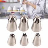 6PCS Baking Tip Stainless Steel Decorating Pastry Piping Nozzle Set for Cake Cupcake