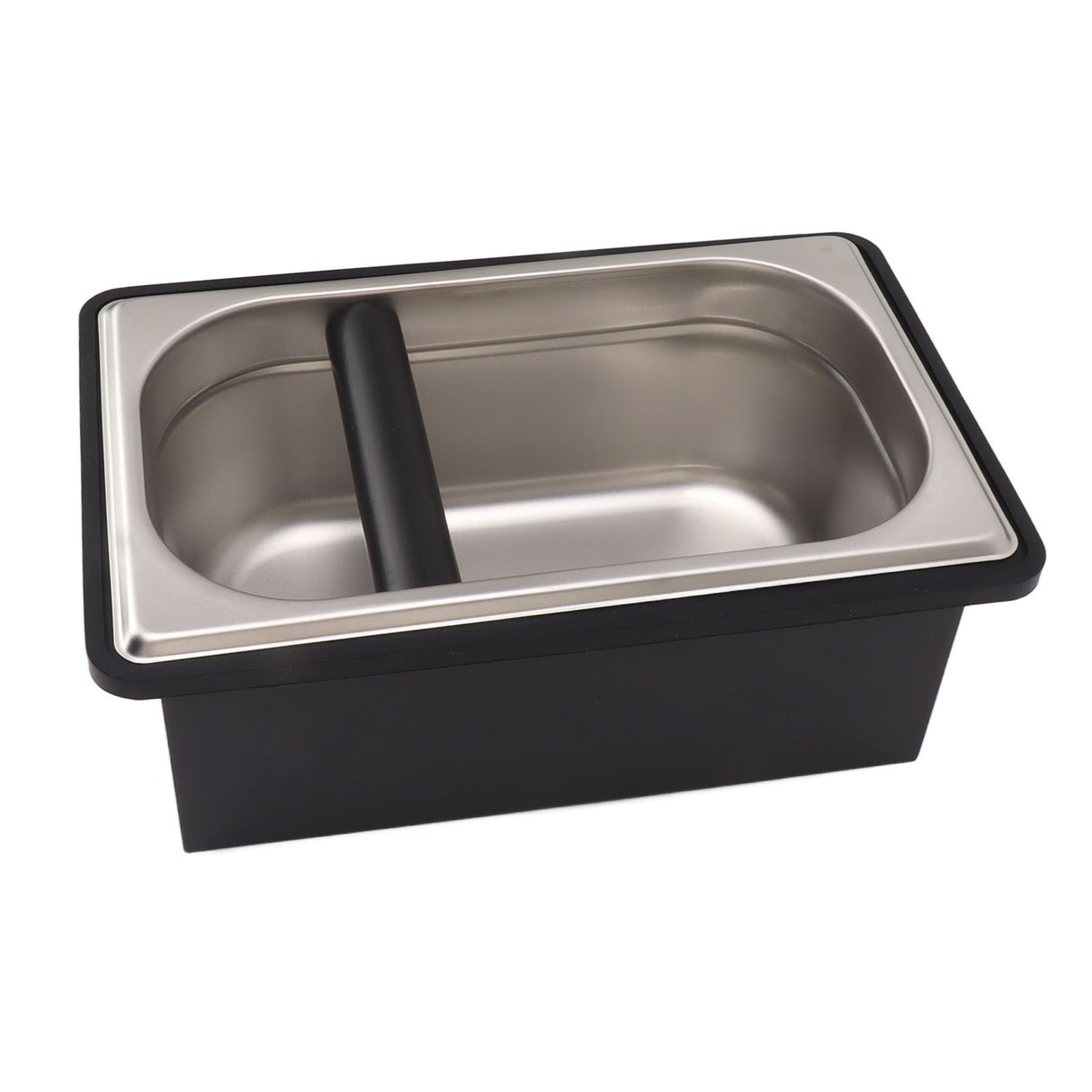 Coffee Knock Box Rubber Coffee Box with Removable Stainless Steel Ground Container for Cafe Bar L