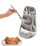 3 Layer Chopsticks Knife Storage Rack Holder Waterproof Knife Storage Drainage Bracket Container Gray - Rear View
