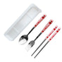 3 Piece Tableware Utensils Set Spoon Forks Chopsticks Rounded Stainless Steel Flatware Cutlery Set with Transparent Box