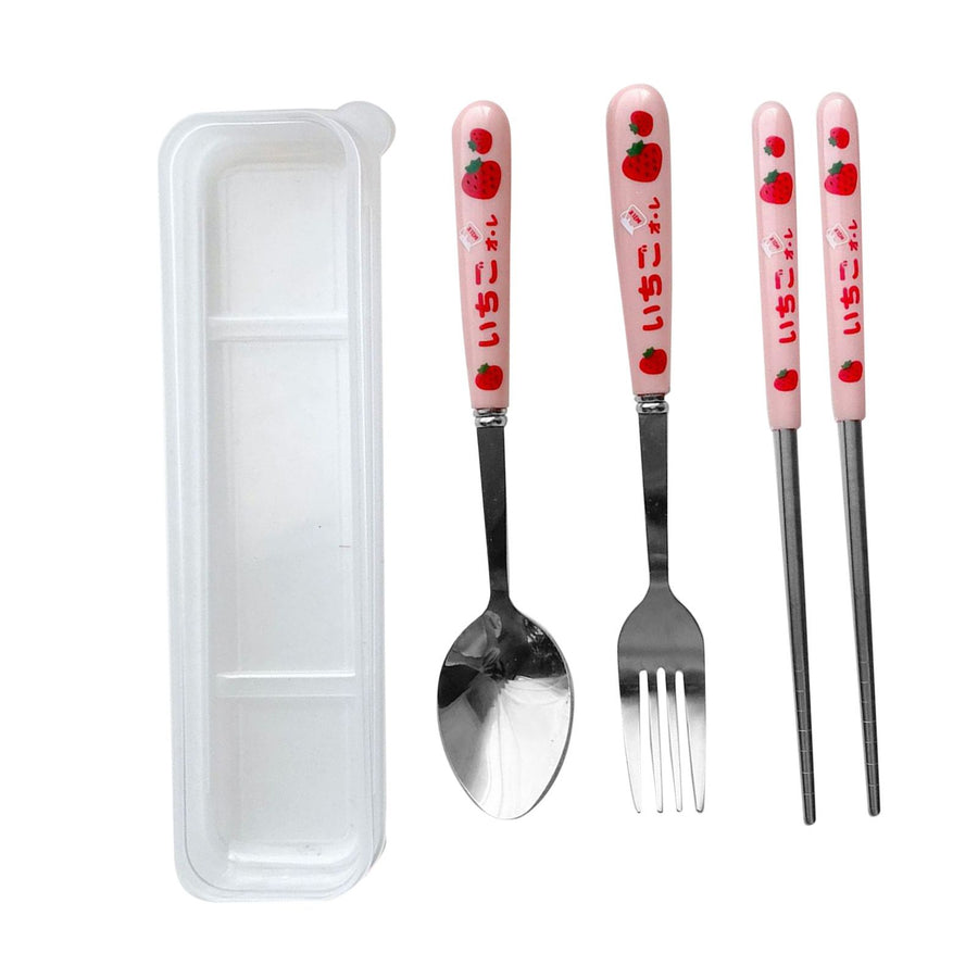 3 Piece Tableware Utensils Set Spoon Forks Chopsticks Rounded Stainless Steel Flatware Cutlery Set with Transparent Box