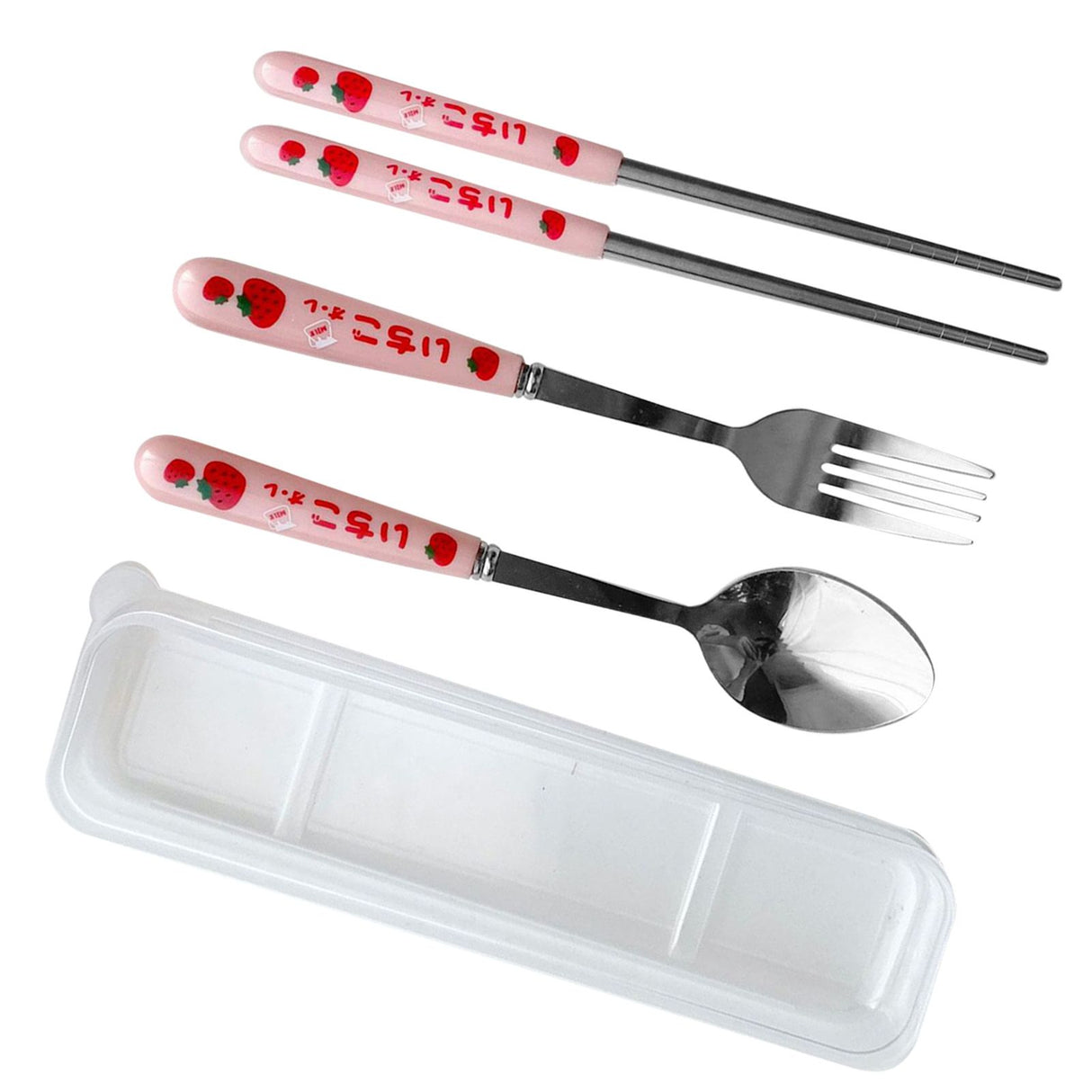 3 Piece Tableware Utensils Set Spoon Forks Chopsticks Rounded Stainless Steel Flatware Cutlery Set with Transparent Box