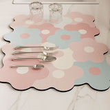 Kitchen Counter Dish Drying Mat Refreshing Cute Elegant Heat Resistant Absorbent Dishes Drain Mat Pink and Blue 11.8 X 15.7in - Extra Image