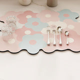 Kitchen Counter Dish Drying Mat Refreshing Cute Elegant Heat Resistant Absorbent Dishes Drain Mat Pink and Blue 11.8 X 15.7in - Extra Image