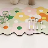 Kitchen Counter Dish Drying Mat Refreshing Cute Elegant Heat Resistant Absorbent Dishes Drain Mat Yellow and Green 11.8 X 15.7in