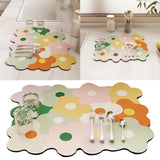 Kitchen Counter Dish Drying Mat Refreshing Cute Elegant Heat Resistant Absorbent Dishes Drain Mat Yellow and Green 11.8 X 15.7in