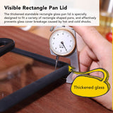 Rectangle Glass Pot Cover Thickened Standable Visible Silicone Rectangle Pan Lid Black 13 X 18cm / 5.1 X 7.1in - Extra Image
