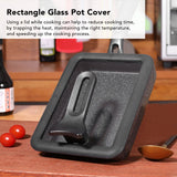 Rectangle Glass Pot Cover Thickened Standable Visible Silicone Rectangle Pan Lid Black 15 X 18cm / 5.9 X 7.1in - Extra Image