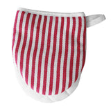 Microwave Oven Gloves Heat Resistant Stripe Pattern Thick Cotton Oven Mitts with Lanyard Red