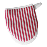 Microwave Oven Gloves Heat Resistant Stripe Pattern Thick Cotton Oven Mitts with Lanyard Red