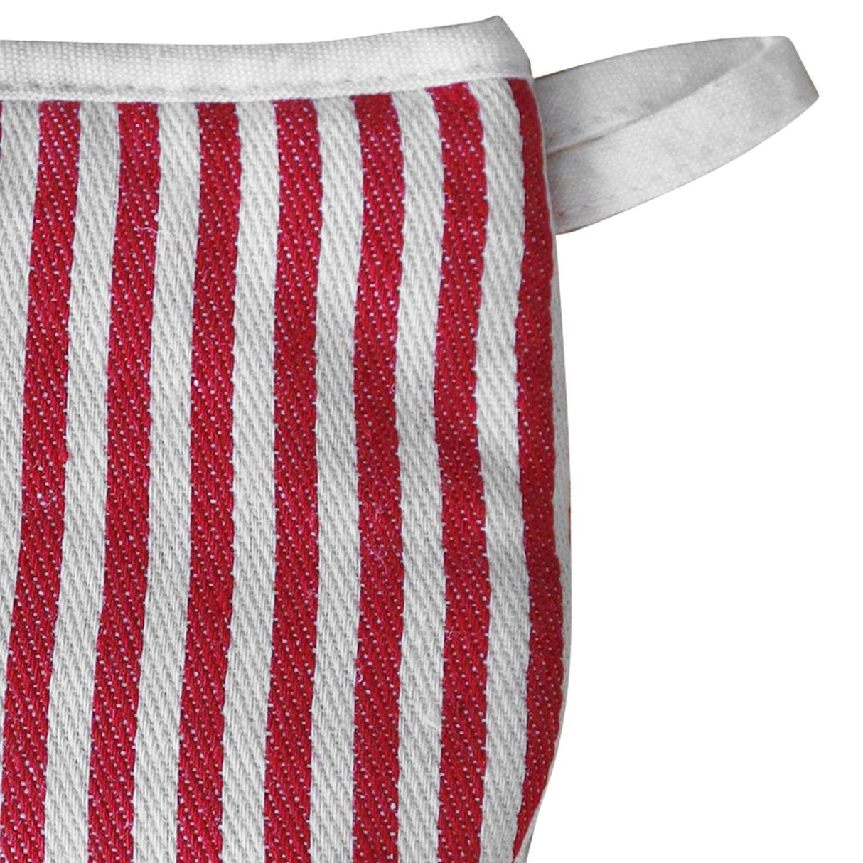 Microwave Oven Gloves Heat Resistant Stripe Pattern Thick Cotton Oven Mitts with Lanyard Red