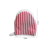 Microwave Oven Gloves Heat Resistant Stripe Pattern Thick Cotton Oven Mitts with Lanyard Red