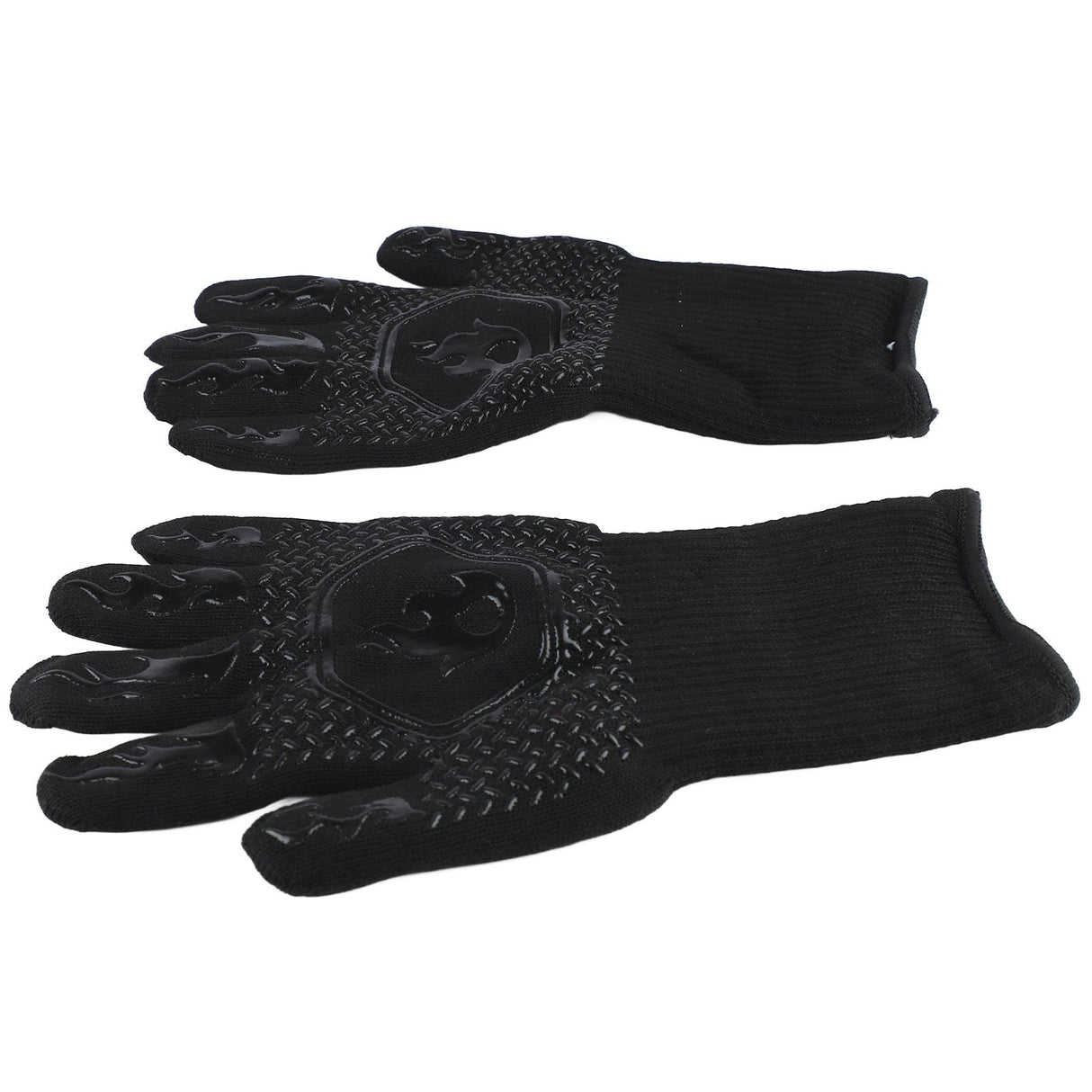 BBQ Gloves Heat Resistant Grilling Gloves Non Slip Oven Gloves Long Kitchen Gloves for Barbecue Baking Black Average Size 26‑35CM