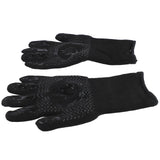BBQ Gloves Heat Resistant Grilling Gloves Non Slip Oven Gloves Long Kitchen Gloves for Barbecue Baking Black Average Size 26‑35CM