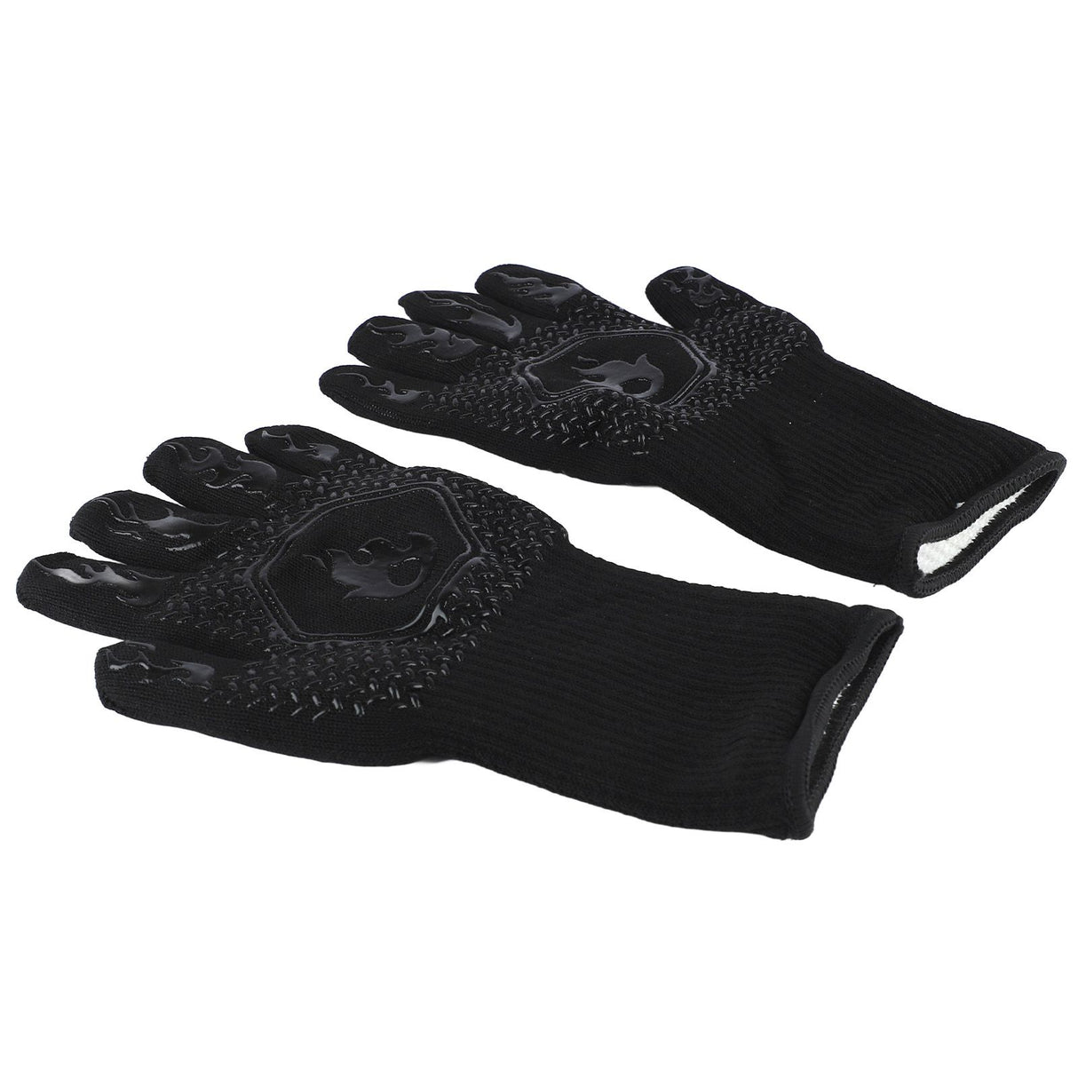 BBQ Gloves Heat Resistant Grilling Gloves Non Slip Oven Gloves Long Kitchen Gloves for Barbecue Baking Black Average Size 26‑35CM