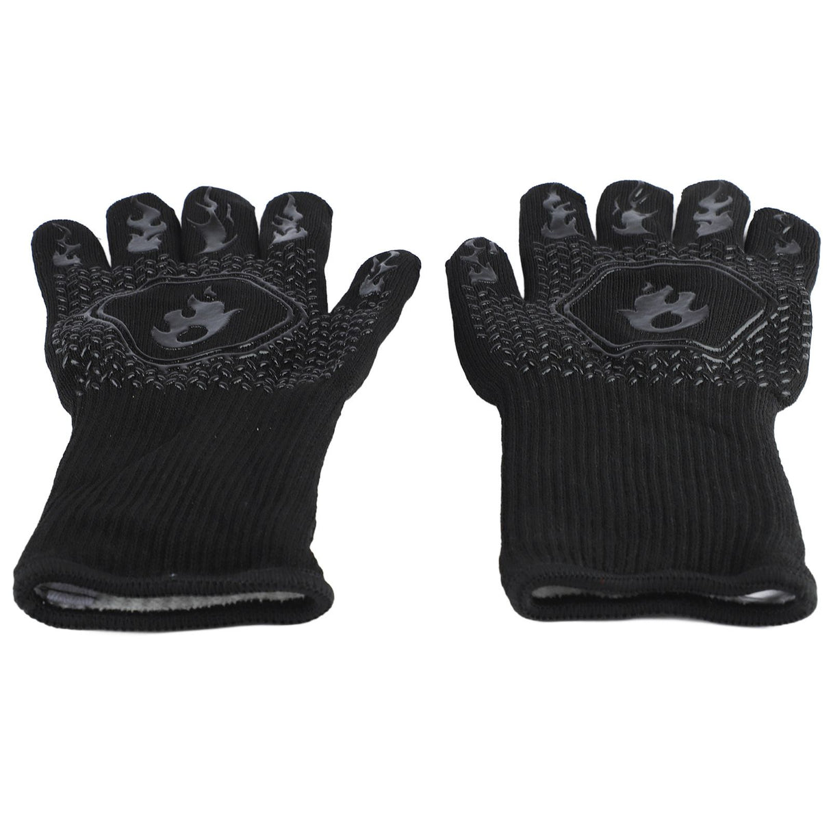 BBQ Gloves Heat Resistant Grilling Gloves Non Slip Oven Gloves Long Kitchen Gloves for Barbecue Baking Black Average Size 26‑35CM