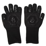 BBQ Gloves Fireproof 800℃ Heat Resistant Double Sided Silicone Large Grill Gloves for Oven Barbecue Cooking Black