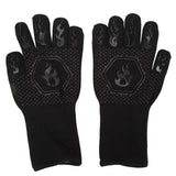BBQ Gloves Fireproof 800℃ Heat Resistant Double Sided Silicone Large Grill Gloves for Oven Barbecue Cooking Black