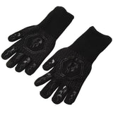 BBQ Gloves Fireproof 800℃ Heat Resistant Double Sided Silicone Large Grill Gloves for Oven Barbecue Cooking Black