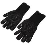 BBQ Gloves Fireproof 800℃ Heat Resistant Double Sided Silicone Large Grill Gloves for Oven Barbecue Cooking Black