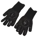 BBQ Gloves Fireproof 800℃ Heat Resistant Double Sided Silicone Large Grill Gloves for Oven Barbecue Cooking Black