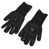 BBQ Gloves Fireproof 800℃ Heat Resistant Double Sided Silicone Large Grill Gloves for Oven Barbecue Cooking Black - Side View