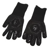 BBQ Gloves Fireproof 800℃ Heat Resistant Double Sided Silicone Large Grill Gloves for Oven Barbecue Cooking Black - Top-Down View