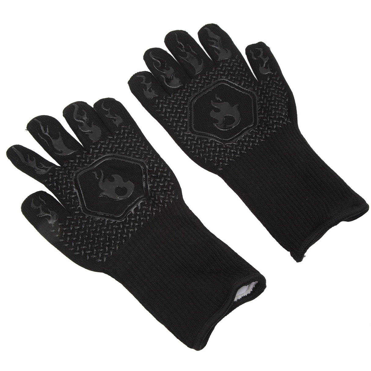 BBQ Gloves Fireproof 800℃ Heat Resistant Double Sided Silicone Large Grill Gloves for Oven Barbecue Cooking Black