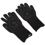 BBQ Gloves Fireproof 800℃ Heat Resistant Double Sided Silicone Large Grill Gloves for Oven Barbecue Cooking Black