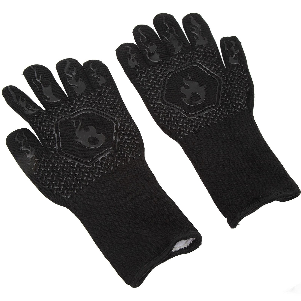 BBQ Gloves Fireproof 800℃ Heat Resistant Double Sided Silicone Large Grill Gloves for Oven Barbecue Cooking Black