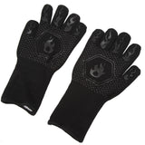 BBQ Gloves Fireproof 800℃ Heat Resistant Double Sided Silicone Large Grill Gloves for Oven Barbecue Cooking Black