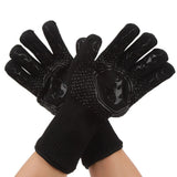 BBQ Gloves Fireproof 800℃ Heat Resistant Double Sided Silicone Large Grill Gloves for Oven Barbecue Cooking Black
