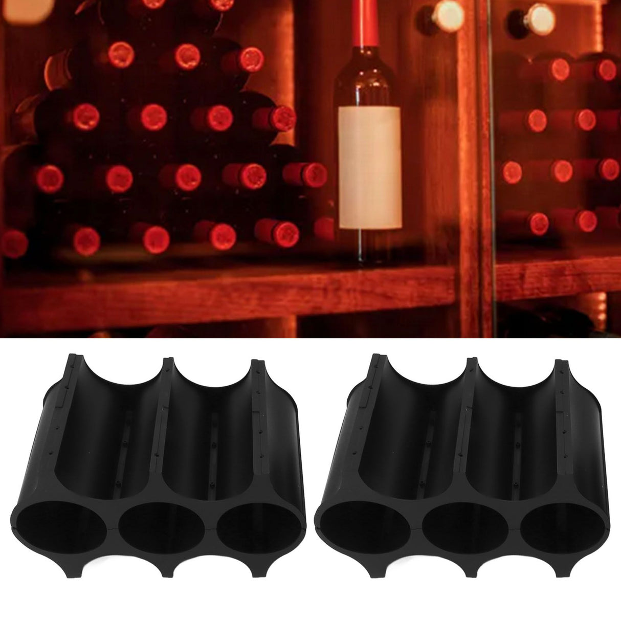 4Pcs Black Red Wine Bottle Rack Holder Simple Looking Decorative Wine Bottle Rack Organizer for Pantry Cabinet