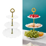 Nordic Style 3 Layer Fruit Plate Tray Plastic 3 Tier Cake Stand Holiday Party Dessert Tray White - Rear View