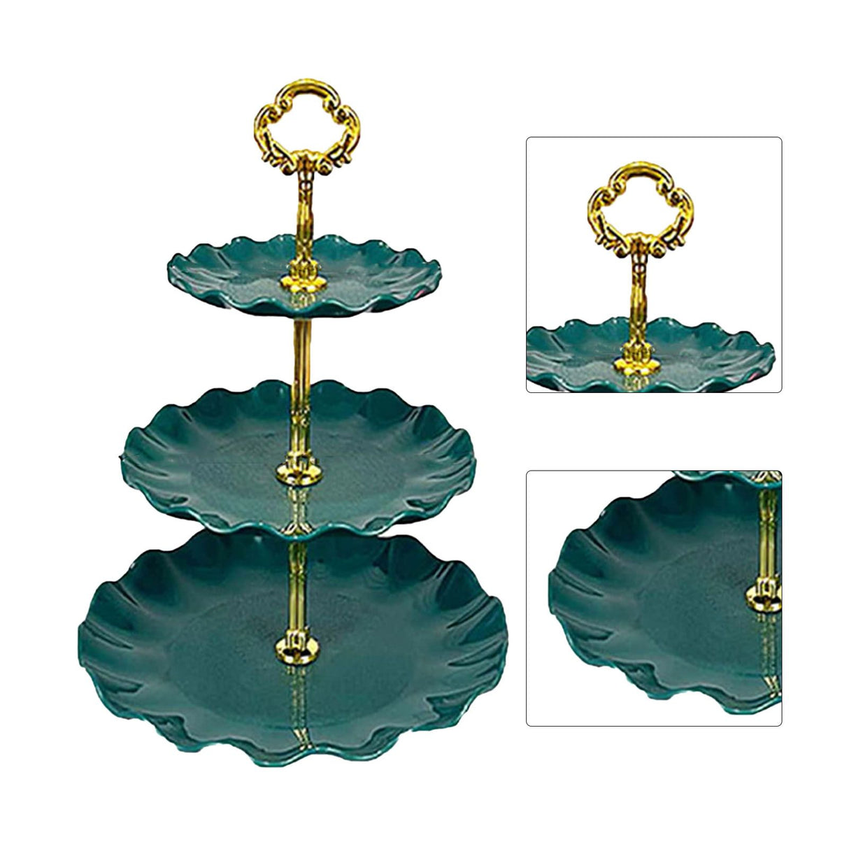 Nordic Style 3 Layer Fruit Plate Tray Plastic 3 Tier Cake Stand Holiday Party Dessert Tray Dark Green