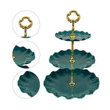 Nordic Style 3 Layer Fruit Plate Tray Plastic 3 Tier Cake Stand Holiday Party Dessert Tray Dark Green - Side View