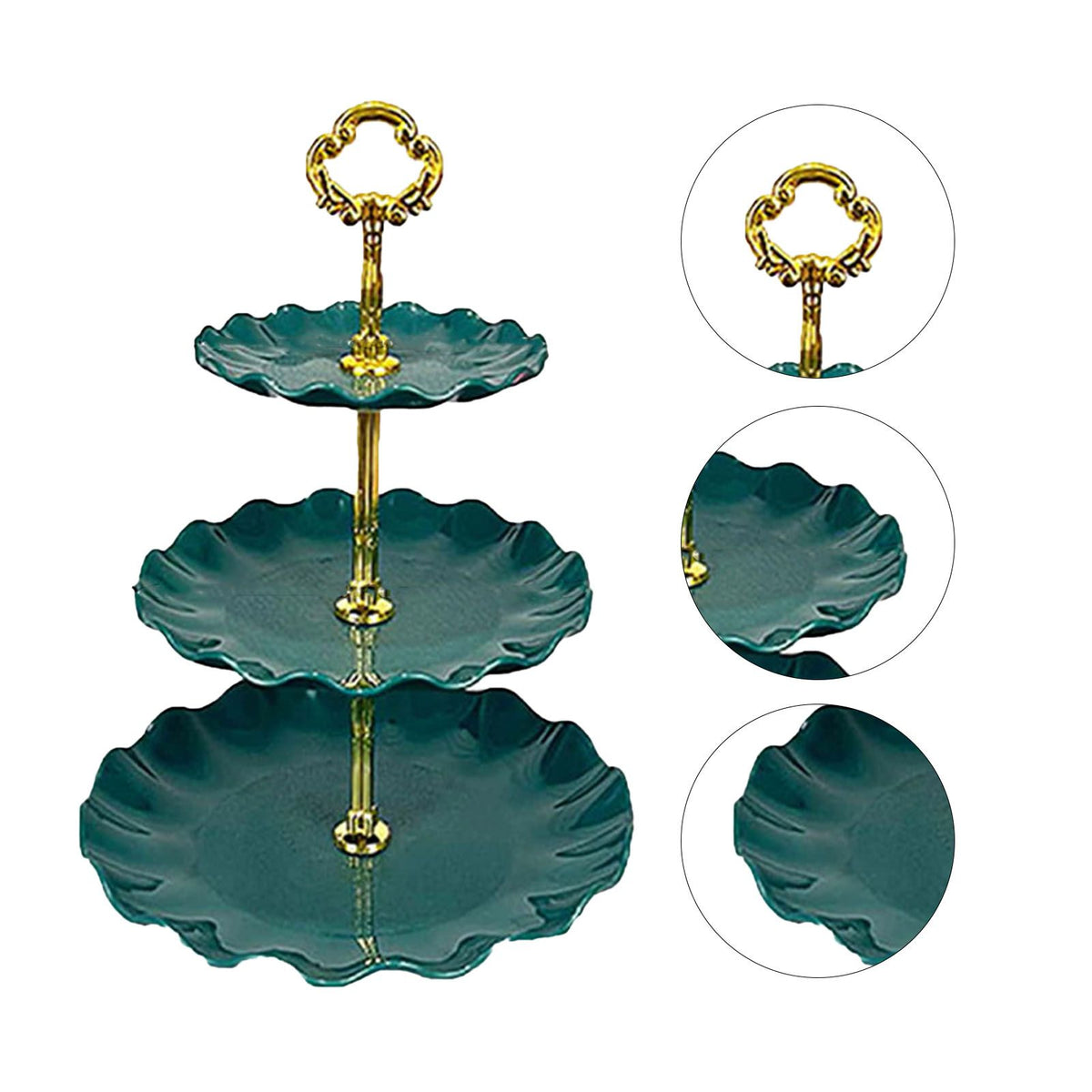 Nordic Style 3 Layer Fruit Plate Tray Plastic 3 Tier Cake Stand Holiday Party Dessert Tray Dark Green