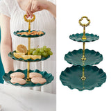 Nordic Style 3 Layer Fruit Plate Tray Plastic 3 Tier Cake Stand Holiday Party Dessert Tray Dark Green - 45-Degree Angle