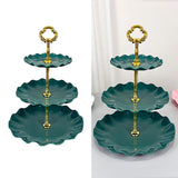 Nordic Style 3 Layer Fruit Plate Tray Plastic 3 Tier Cake Stand Holiday Party Dessert Tray Dark Green